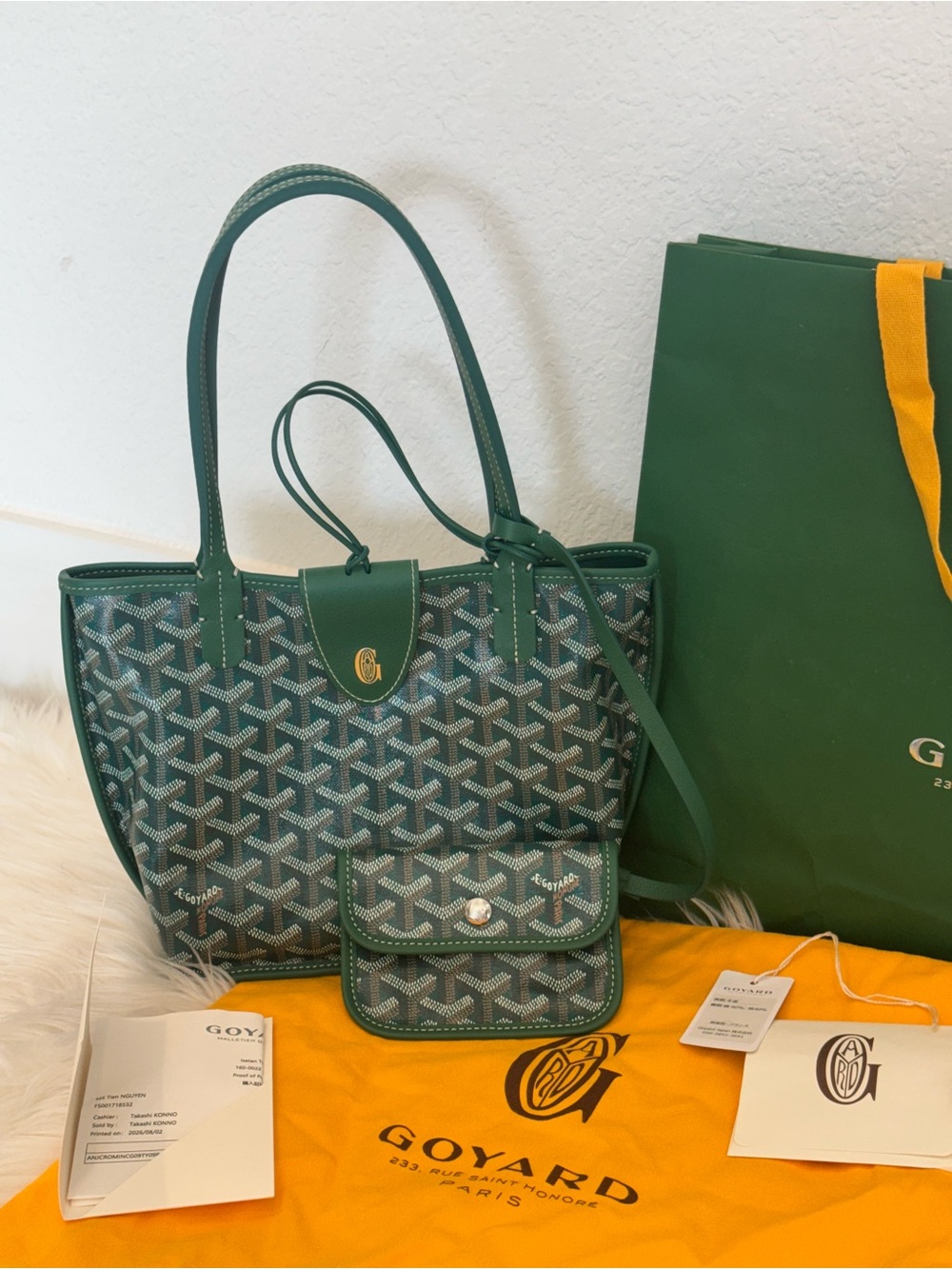 Goyard Mini Anjou Green with Magnetic close up chain. Bought 08/2026. Fullset